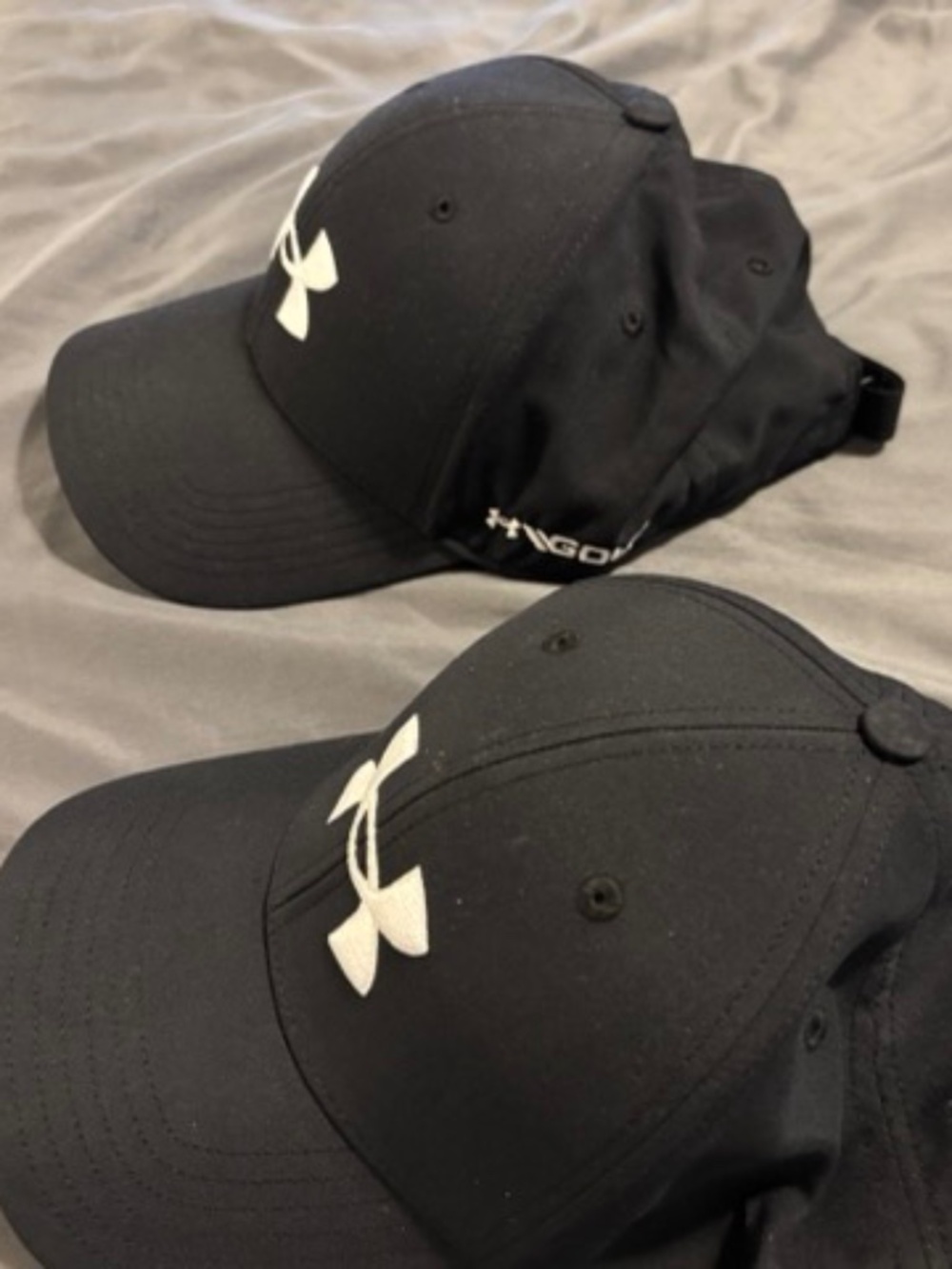 2x Mens Black Underarmor Adjustable Hats